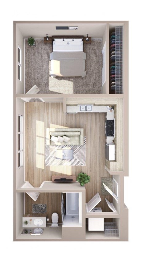 Adara at SeaTac Apartments A7 3D Floor Plan